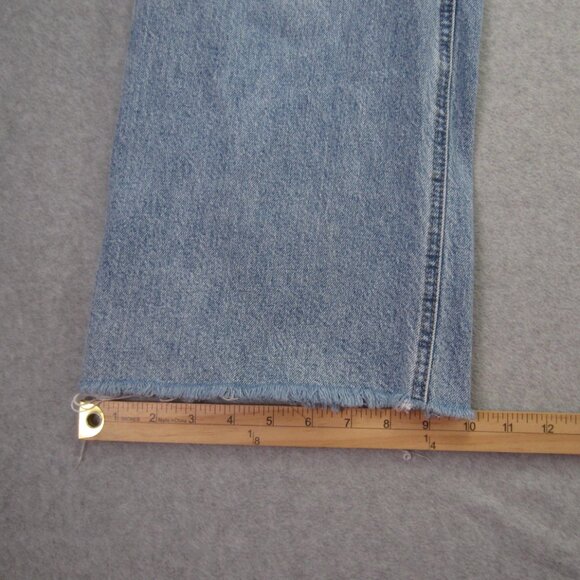 H&M Jeans Womens Size 8 Blue High Rise Wide Leg Raw Hem - Picture 7 of 13